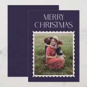 ホリデースタンプフォトカード - ネイビー シーズンカード (正面/裏面)
