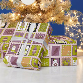 ホリデースタンプ クリスマス ギフト包装紙 ラッピングペーパー
