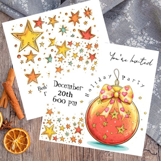 ホリデースターズアンドカワイイオーナメントパーティー 招待状