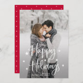 ホリデースターズ |手書きのスクリプトとフォトカード シーズンカード (正面/裏面)