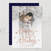 ホリデースターズ |手書きのスクリプトとフォトカード シーズンカード (正面/裏面)