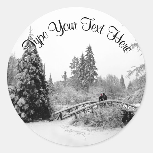 ホリデーステッカーカスタムクリスマスツリーステッカー ラウンドシール (正面)