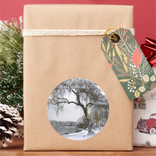 ホリデーステッカーカスタムクリスマスツリーステッカー ラウンドシール (クリスマス)