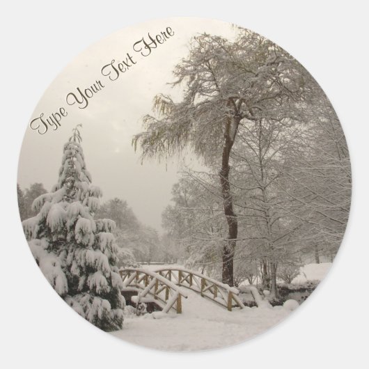ホリデーステッカーカスタムズWinter Bridgeステッカー ラウンドシール (正面)