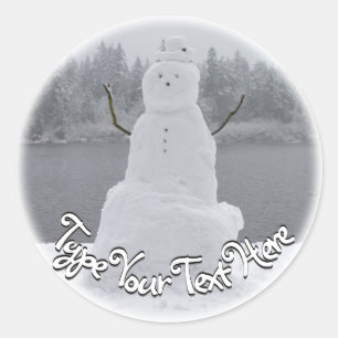 ホリデーステッカーカスタム雪だるまクリスマス ラウンドシール