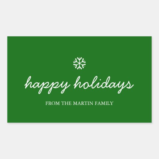 ホリデーステッカー – ハッピーホリデー 長方形シール (正面)