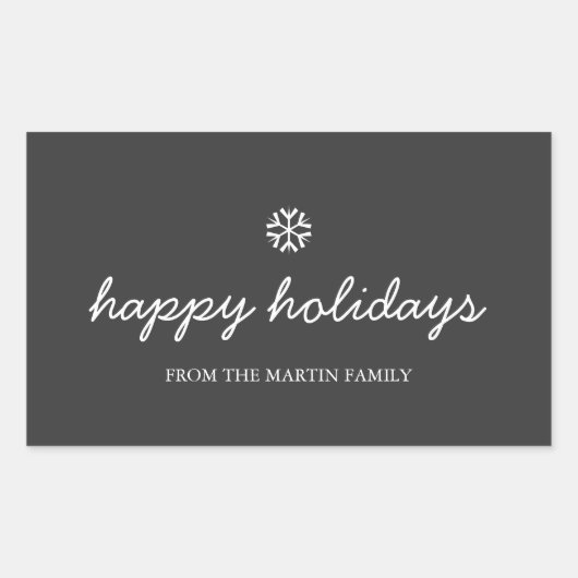 ホリデーステッカー – ハッピーホリデー 長方形シール (正面)