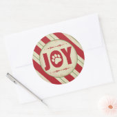 ホリデーステッカー – 赤と緑のストライプ ラウンドシール (封筒)