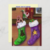 ホリデーストッキングスタッファーズバザール招待状招待状 招待状 (正面/裏面)