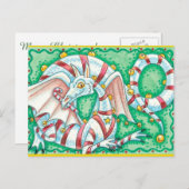 ホリデーストライプのドラゴンクリスマスポストカード シーズンポストカード (正面/裏面)