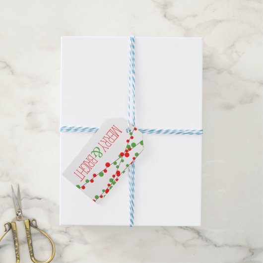 ホリデーストリングライトブライトメリーギフトラベル ギフトタグ (より糸付き)