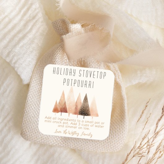 ホリデーストヴェートップポプリのギフトラベル スクエアシール