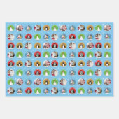 ホリデースノーグローブカスタムスリー写真テンプレート ラッピングペーパーシート (正面3)