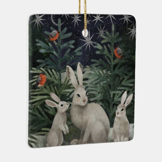 ホリデースノーバンニパーソナライズされたーズ セラミックオーナメント (右)