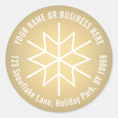 ホリデースノーフェイクゴールドフォイル差出人住所ラベル ラウンドシール (正面)