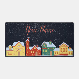 ホリデースノーフォールホワイトアウトウィンタービレッジ デスクマット