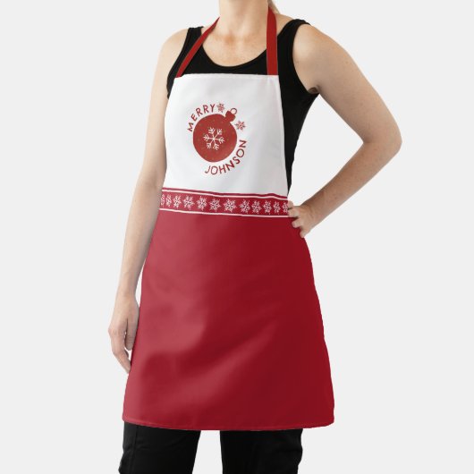 ホリデースノーフレークあなたの名前を追加文字 エプロン (インサイチュ)