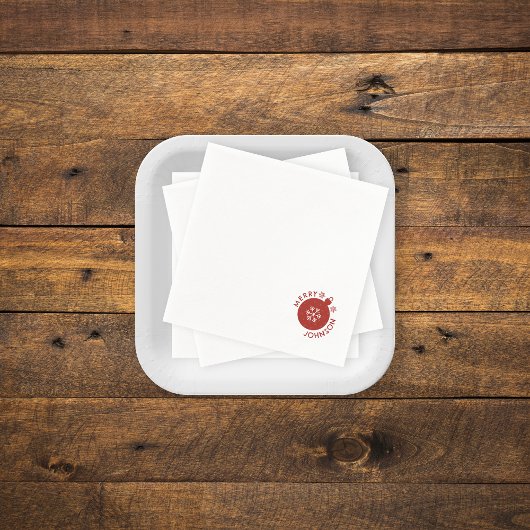 ホリデースノーフレークあなたの名前を追加文字 スタンダードカクテルナプキン