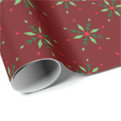 ホリデースノーフレークエレガントダークレッドシームレス ラッピングペーパー (ロールコーナー)