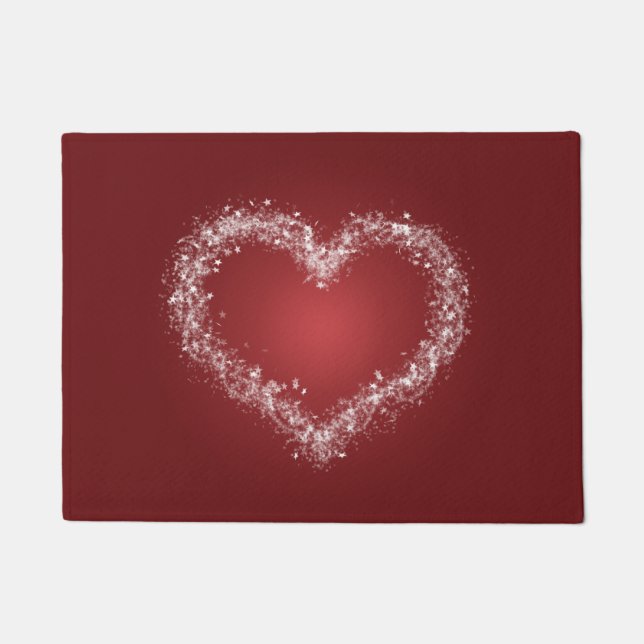 ホリデースノーフレークスターズハートデザインクリスマス ドアマット (正面)