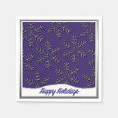 ホリデースノーフレークスブルークリスマスナプキンス スタンダードカクテルナプキン (正面)