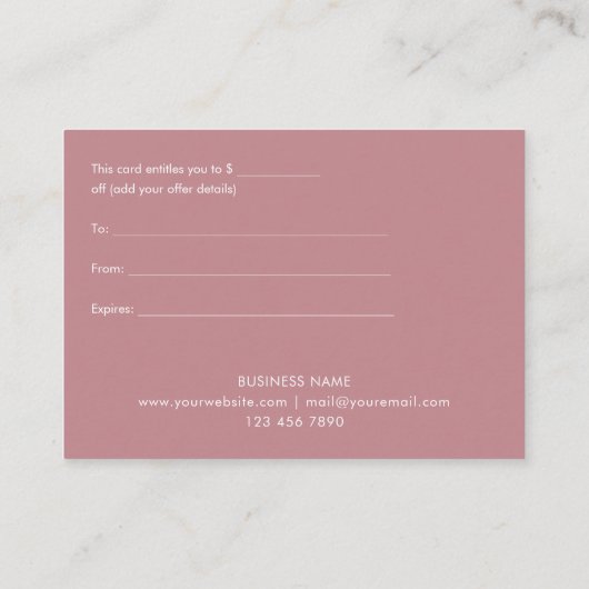 ホリデースノーフレークバラ金ゴールドギフト証明書 割引カード (裏面)