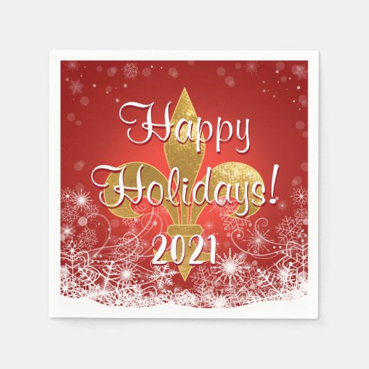 ホリデースノーフレークフルーア スタンダードカクテルナプキン (正面)
