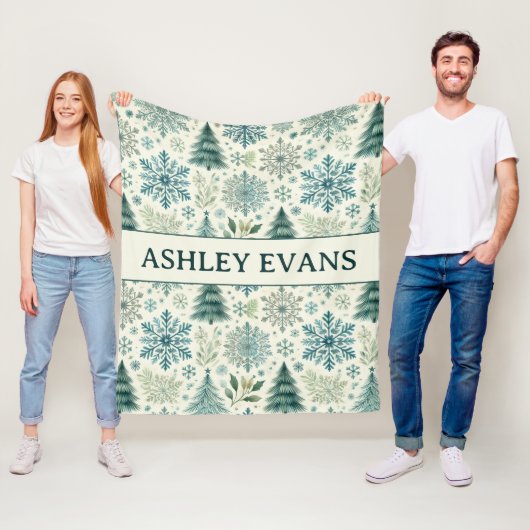 ホリデースノーフレーク、クリスマスツリーパターンブランケット フリースブランケット (インサイチュ)