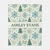 ホリデースノーフレーク、クリスマスツリーパターンブランケット フリースブランケット (正面)