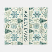 ホリデースノーフレーク、クリスマスツリーパターンブランケット フリースブランケット (正面(横))