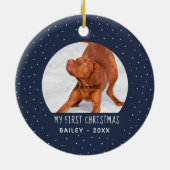 ホリデースノーマイ初めてのクリスマスズペットブルー セラミックオーナメント (裏面)