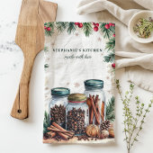 ホリデースパイスジャースクリパーソナライズされたスマス キッチンタオル