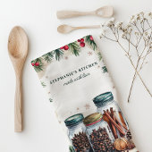 ホリデースパイスジャースクリパーソナライズされたスマス キッチンタオル