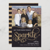 ホリデースパークルホリデーフォトカード – ブラック シーズンカード (正面/裏面)