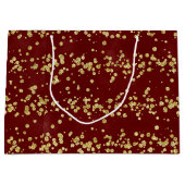 ホリデースパークル-クリスマスブルゴーニュ&金ゴールドグリッター ラージペーパーバッグ (正面)