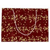 ホリデースパークル-クリスマスブルゴーニュ&金ゴールドグリッター ラージペーパーバッグ (裏面)