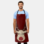 ホリデースパークル/トナカイの男の子と女の子クリスマス エプロン (着用した状態)