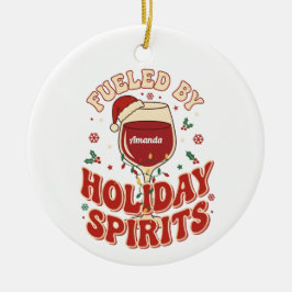 ホリデースピリッツに酔う面白ワインクリスマス セラミックオーナメント