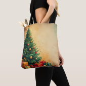 ホリデースピリットウォーターカラーアートトート トートバッグ (クローズアップ)