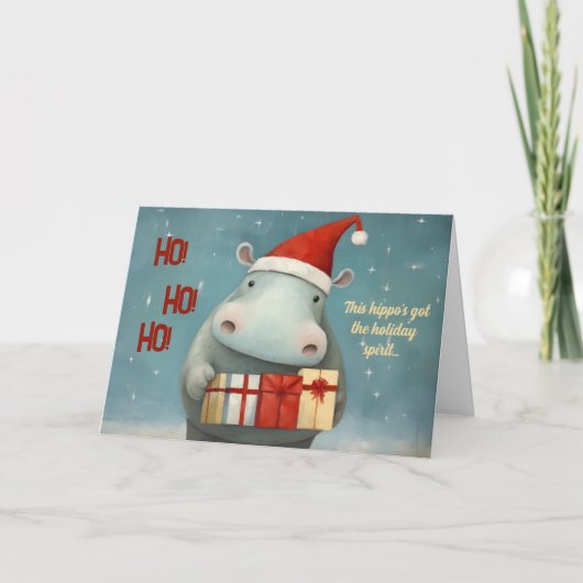ホリデースピリットヒッポクリスマスカード カード (正面)