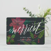 ホリデースピリットポインセティアクリスマスホリデーパーティー 招待状 (スタンド正面)