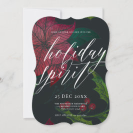 ホリデースピリットポインセティアクリスマスホリデーパーティー 招待状