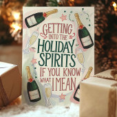 ホリデースピリツシャンパンユーモーククリスマスカード シーズンカード