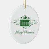 ホリデースワーズプレゼントオーナメント，緑 セラミックオーナメント (右)