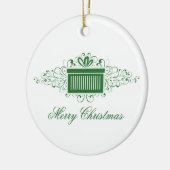 ホリデースワーズプレゼントオーナメント，緑 セラミックオーナメント (左)