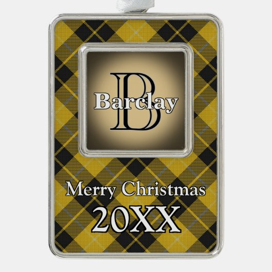 ホリデーズクランすてきバークレイタータンチェック シルバープレートフレームオーナメント (正面)