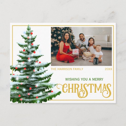 ホリデーズクリスマスツリー家族写真 ポストカード (正面)
