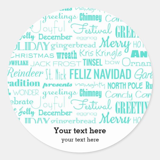 ホリデーズシーズンタイポグラフィ ラウンドシール (正面)