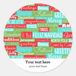 ホリデーズシーズンタイポグラフィ ラウンドシール