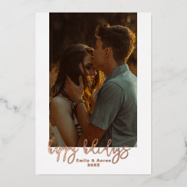 ホリデーズスクリプトシンプルフォトフォイルホリデーカード 箔シーズンカード